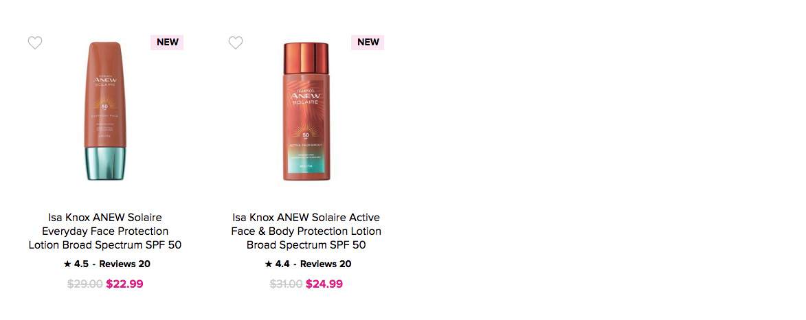 Buy Avon Isa Knox ANEW Solaire Active Face & Body Protection Lotion Online 